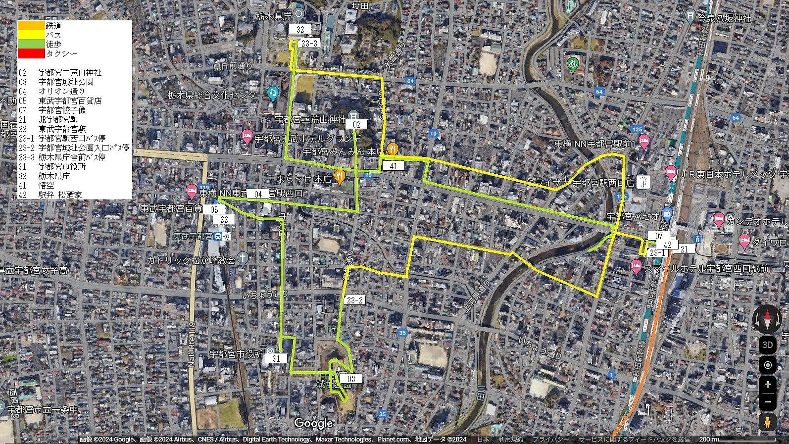 宇都宮市中心部の地図